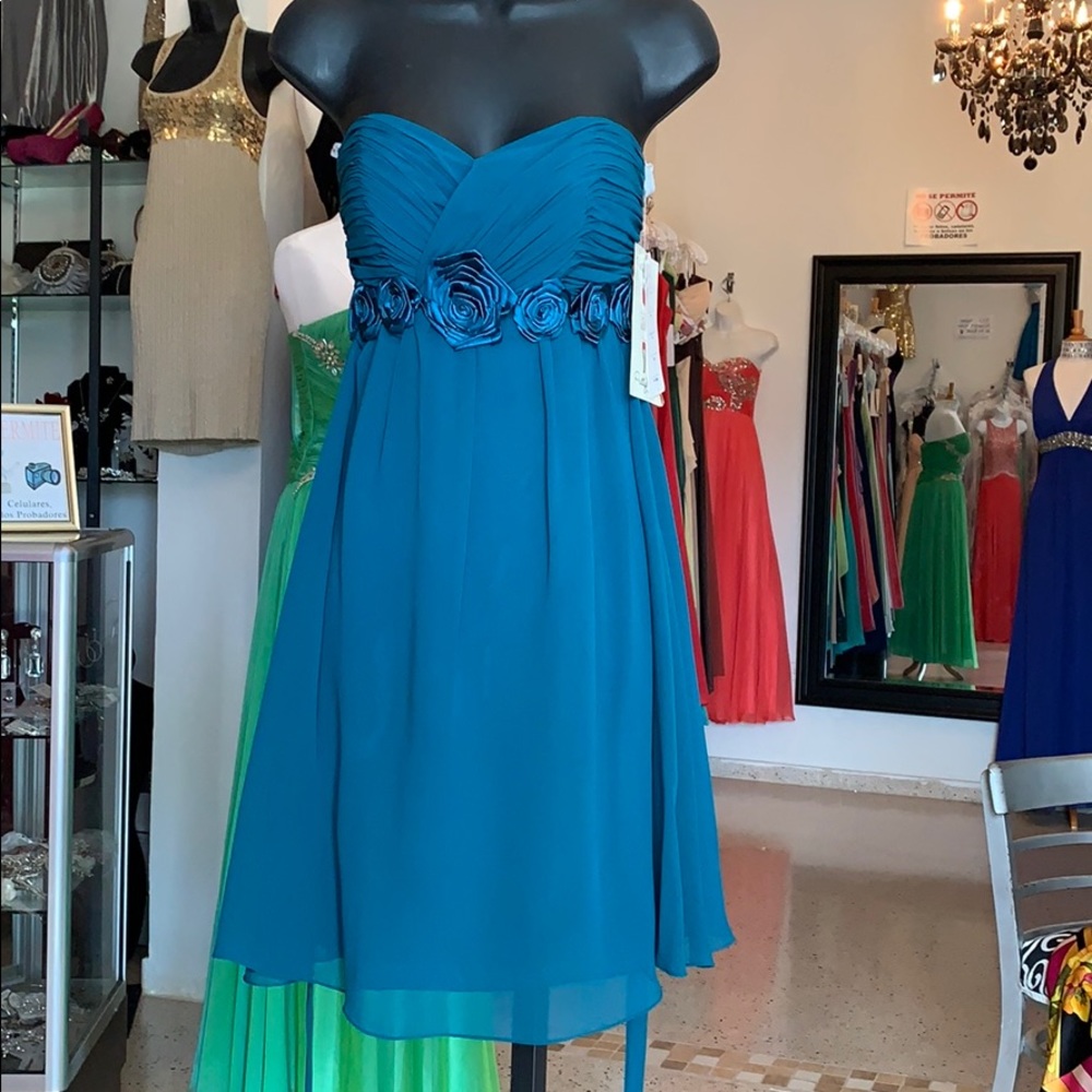 Teal short bridesmaid dress